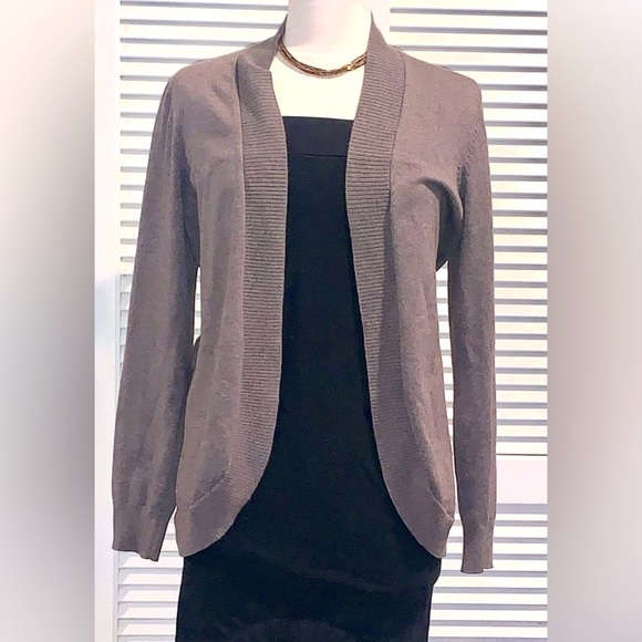 pointelle Sweaters - Pointelle Brown Cardigan Sweater Women’s Large